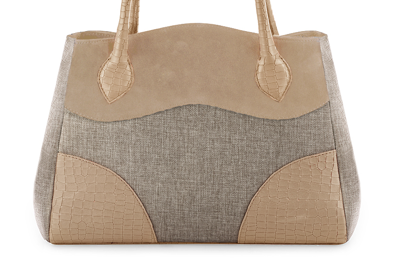 Natural beige women's dress handbag, matching pumps and belts. Profile view - Florence KOOIJMAN